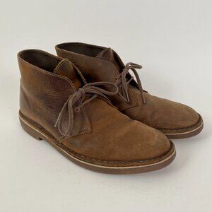 Clark's Brown Beeswax Leather Original Desert Chukka Boots, Size 10.5